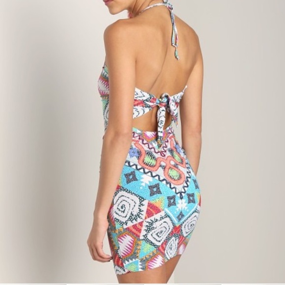 Mara Hoffman Swim V-Wire Mini Dress Strapless Tie Back Cover-Up Astrodreamer S - Picture 8 of 16